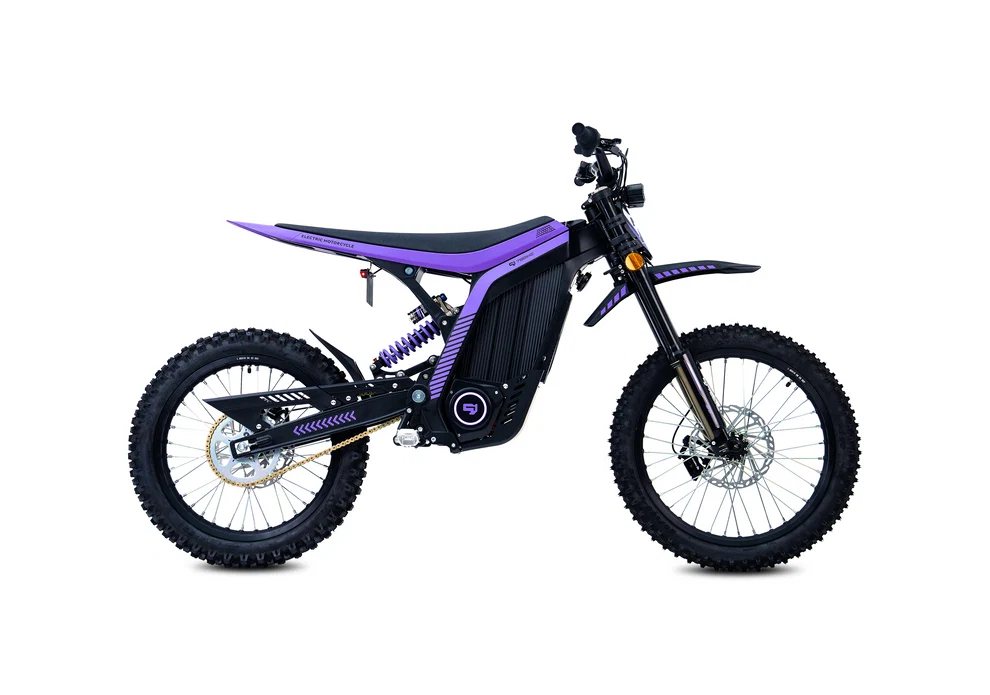 Black/Purple 79Bike Lynx electric dirt bike side profile