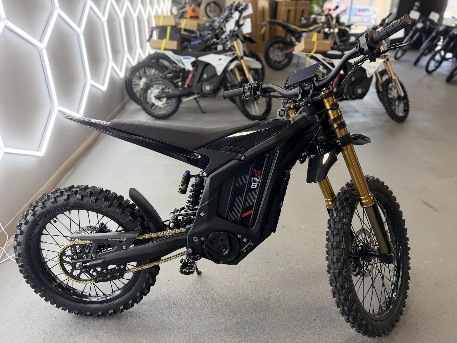 Arctic Leopard XE Pro S Enduro electric dirt bike side view at VoltRush USA