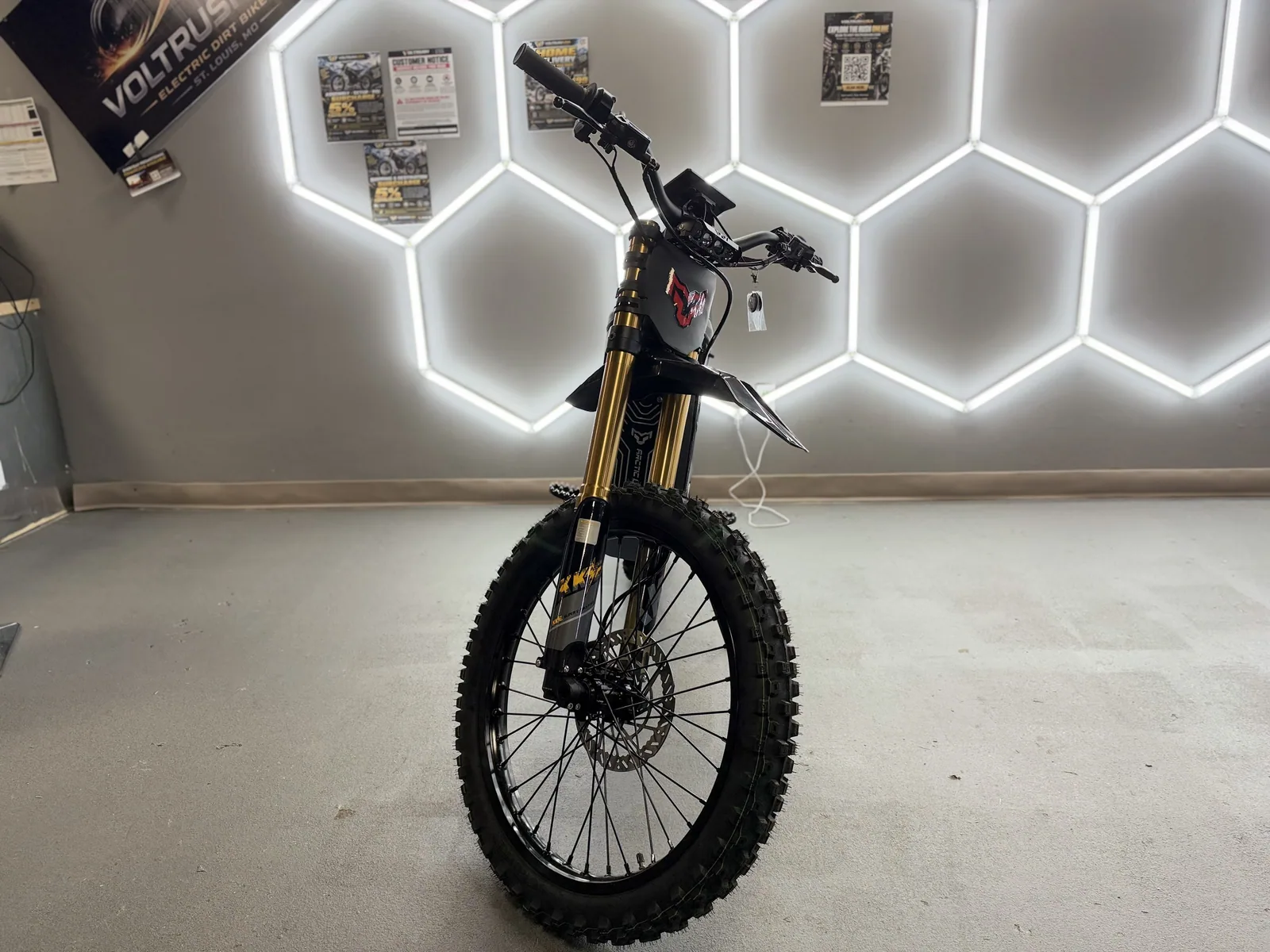 Arctic Leopard XE Pro S Enduro electric dirt bike front view at VoltRush USA