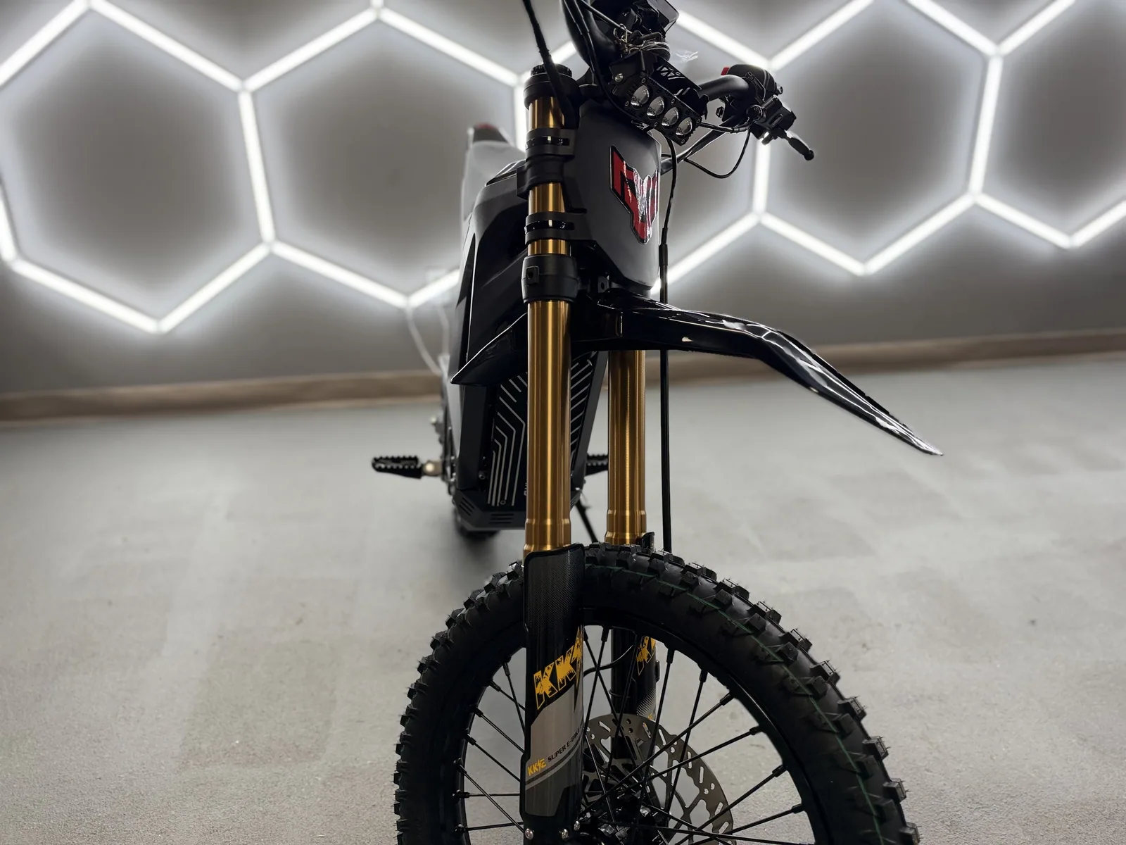 Arctic Leopard XF electric dirt bike front view at VoltRush USA