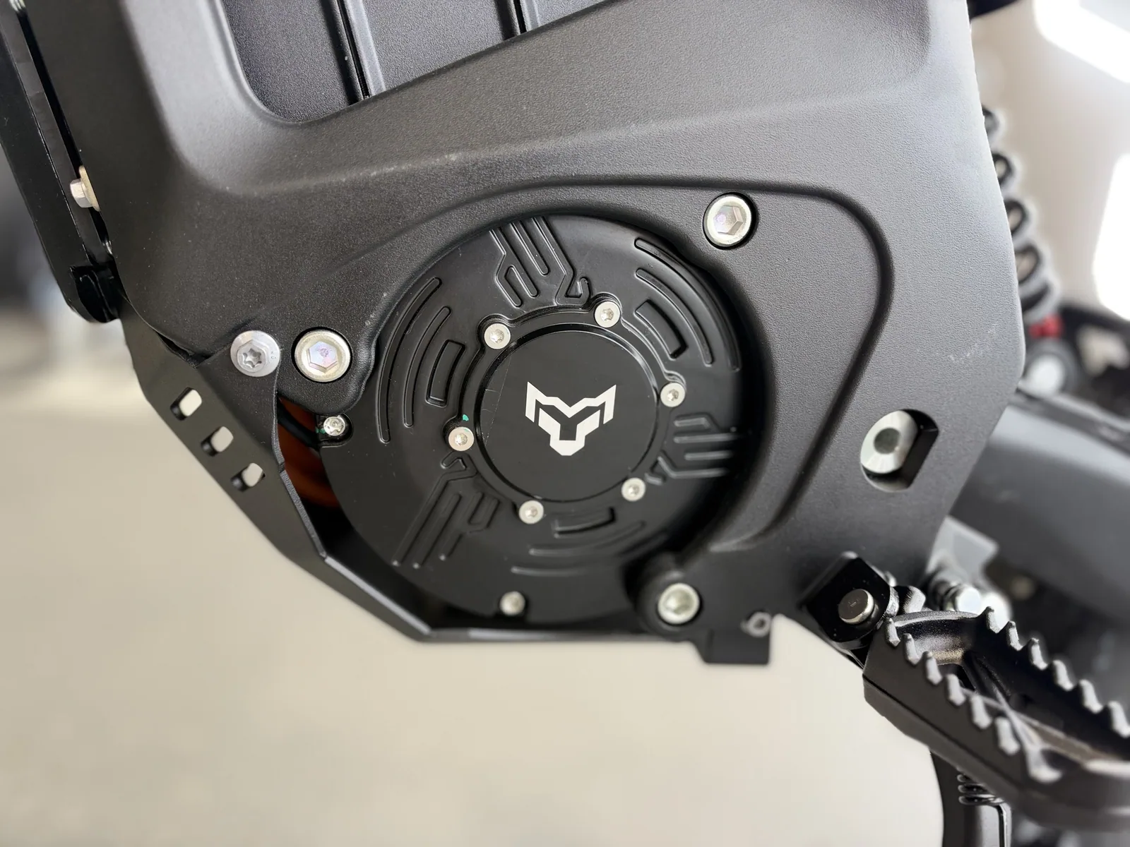 Arctic Leopard XF electric dirt bike motor cover detail