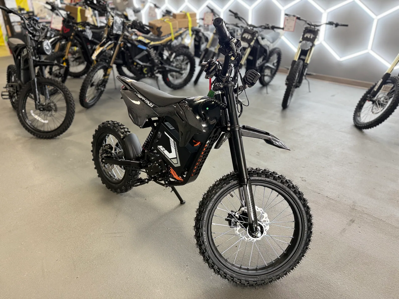 HappyRun F18 2.0 electric dirt bike opposite side view at VoltRush USA