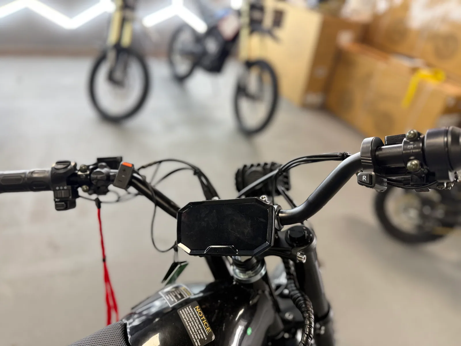 HappyRun F18 2.0 electric dirt bike cockpit detail