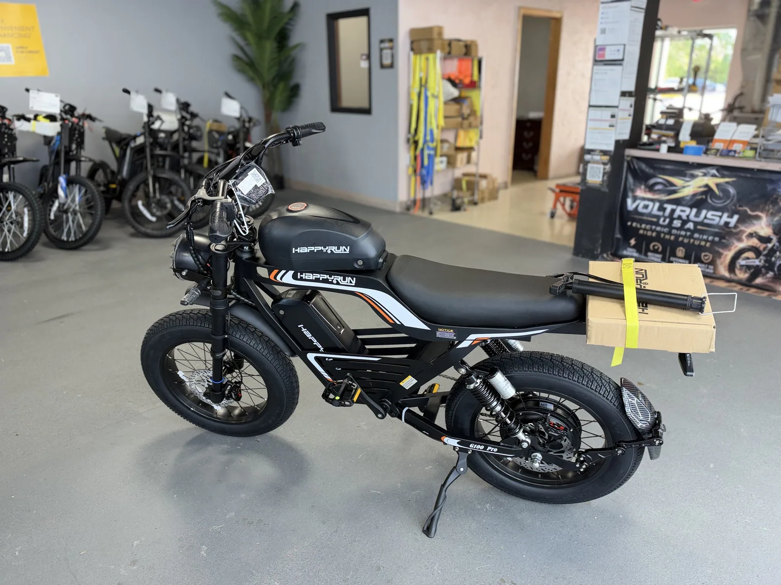Black HappyRun G100 Pro electric dirt bike opposite side view at VoltRush USA