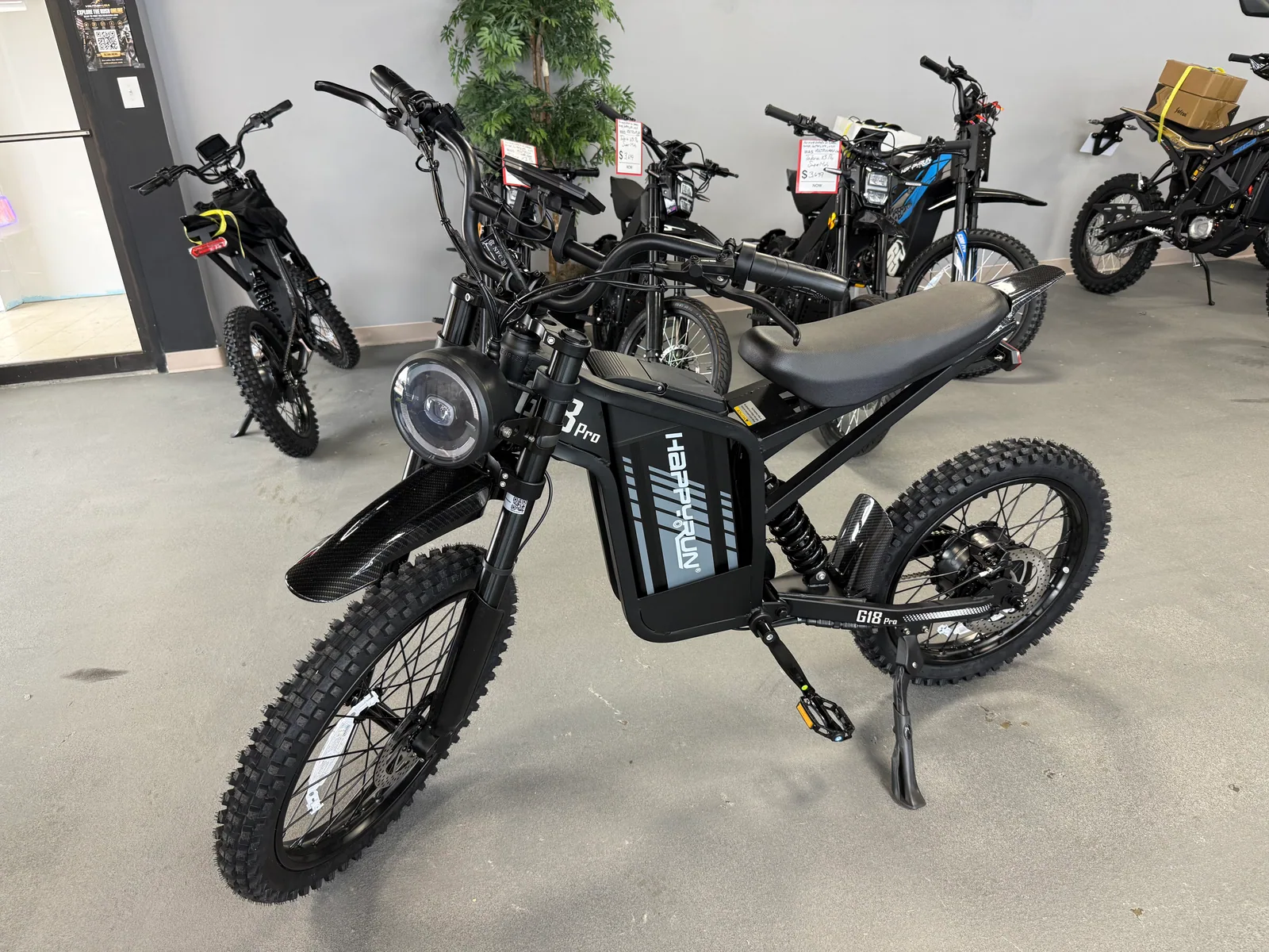 HappyRun Tank G18 Pro electric dirt bike front three-quarter view at VoltRush USA