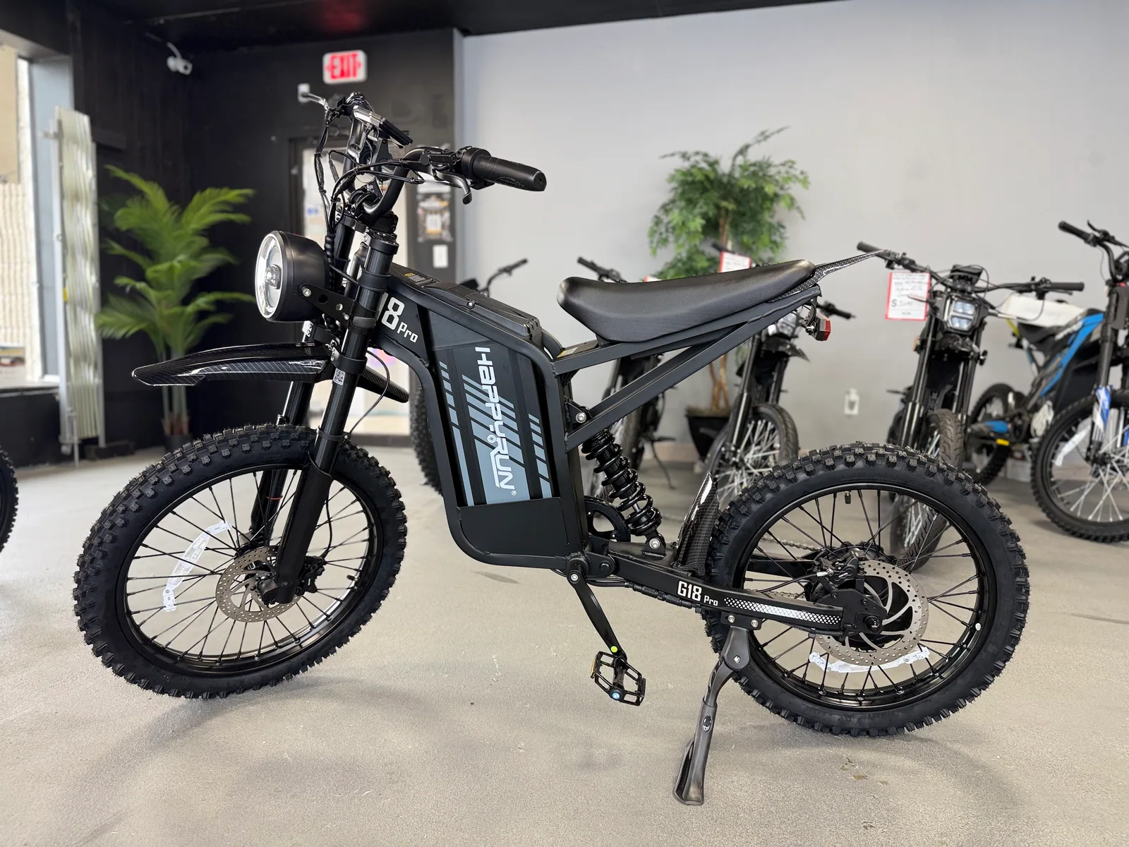 HappyRun Tank G18 Pro electric dirt bike rear wheel and brake detail
