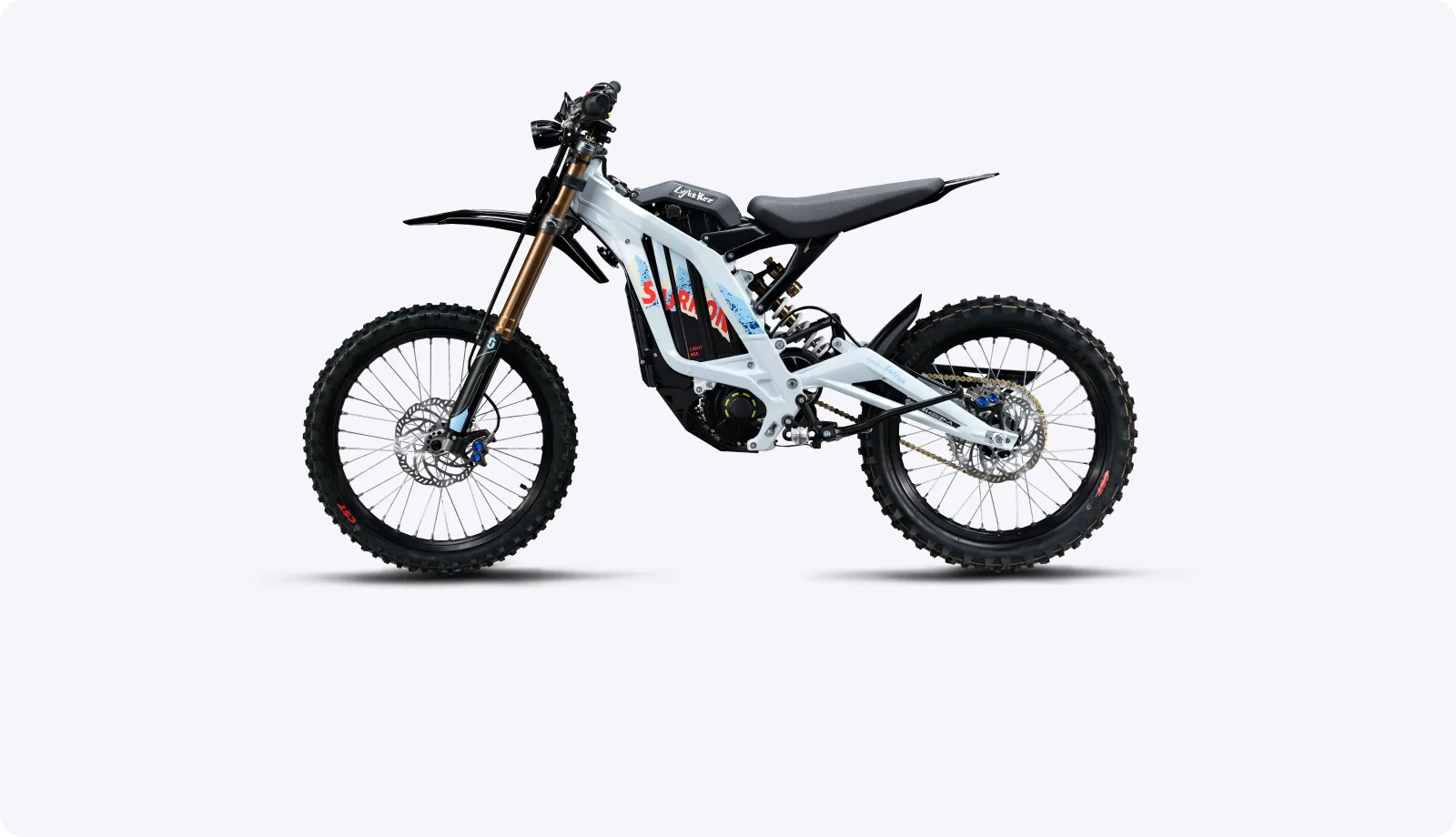 White Surron Light Bee X electric dirt bike