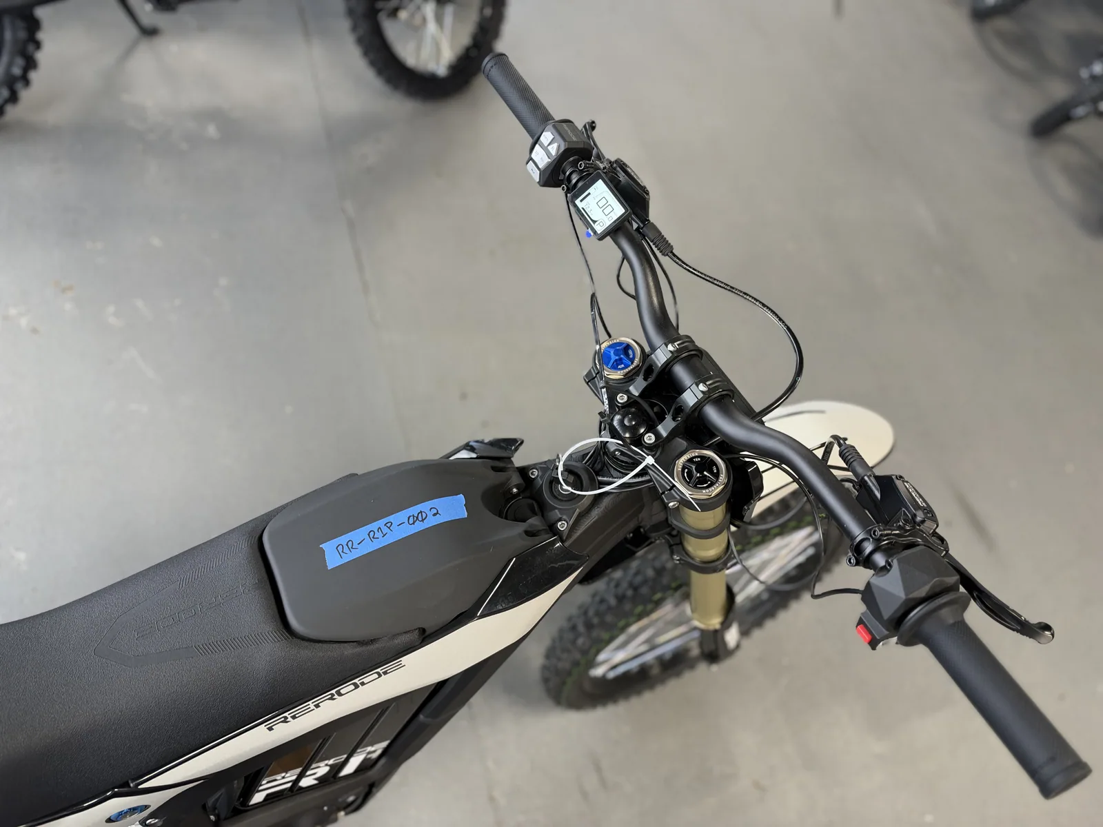 RERODE R1 Plus electric dirt bike overhead cockpit view at VoltRush USA