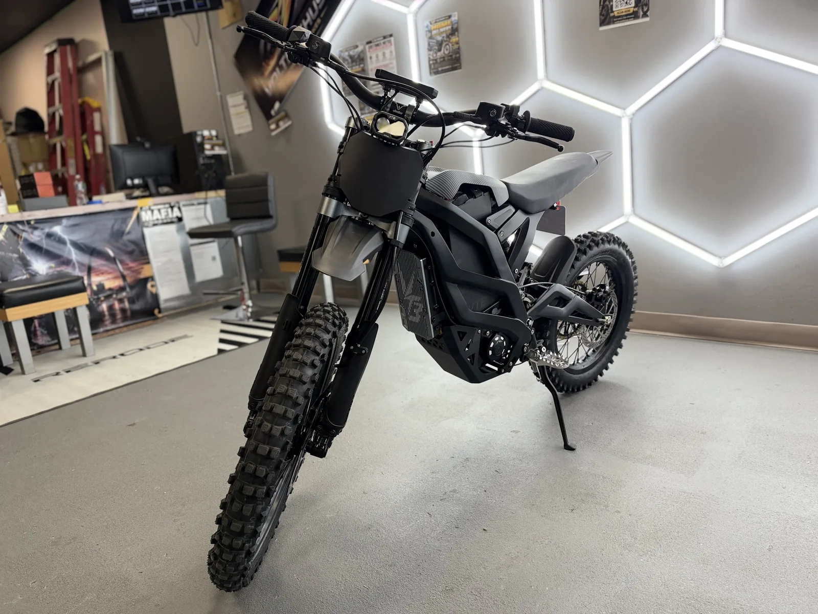 Ventus V1+ EVO electric dirt bike front three-quarter view at VoltRush USA