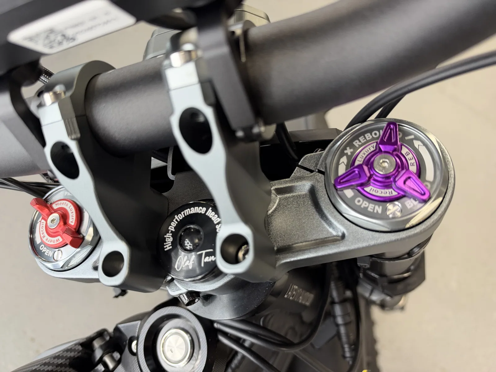 Ventus V1+ EVO electric dirt bike fork top adjuster detail