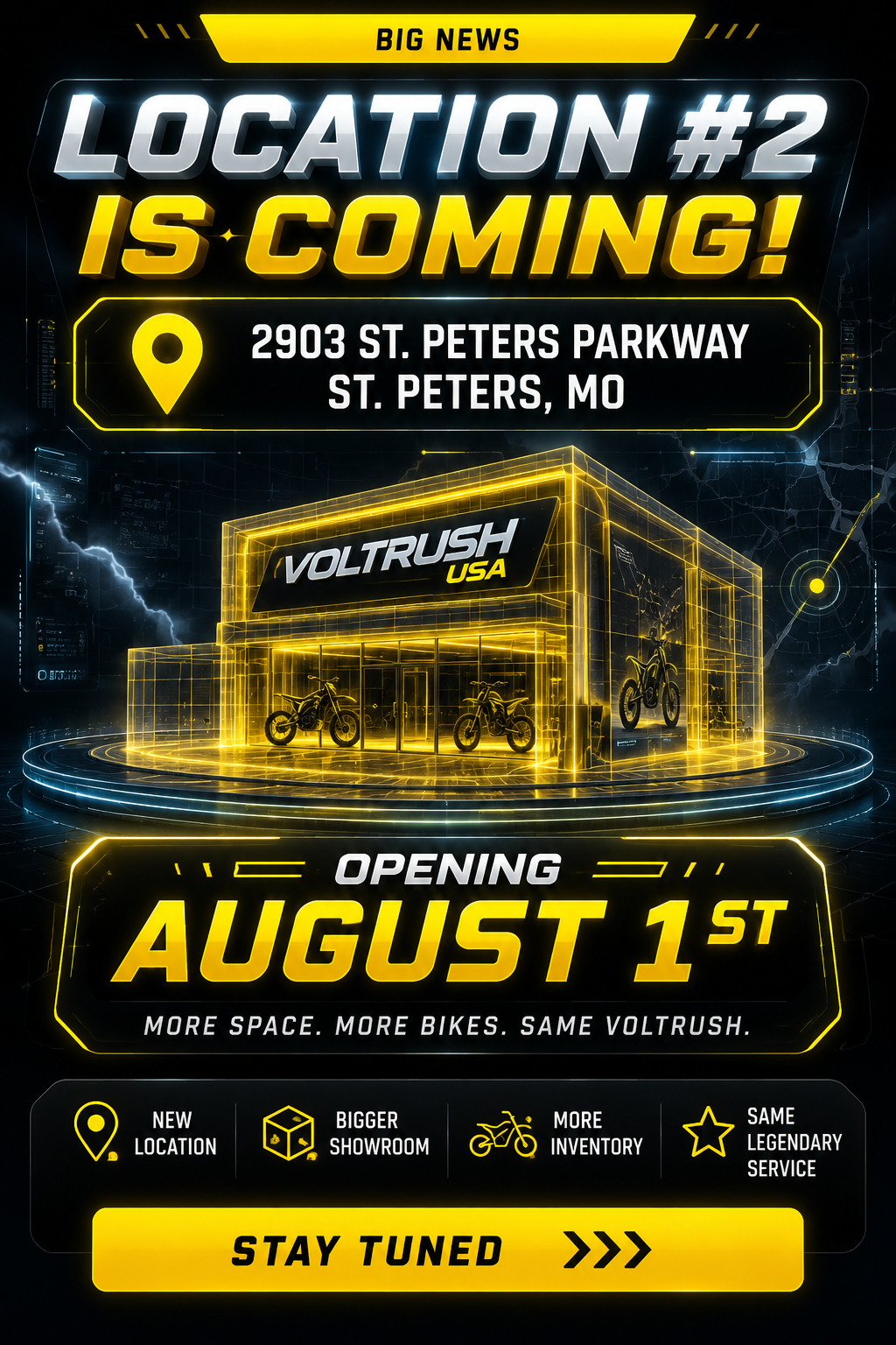 VoltRush USA Location #2 coming soon at 2903 St. Peters Pkwy